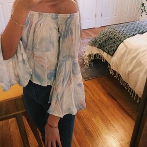 Tie Dye Off the Shoulder Hollister Flowy Top